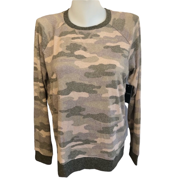 Lucky Brand Camo Cloud Pullover Sweatshirt Green Size Medium M Rn 80318 Nwt